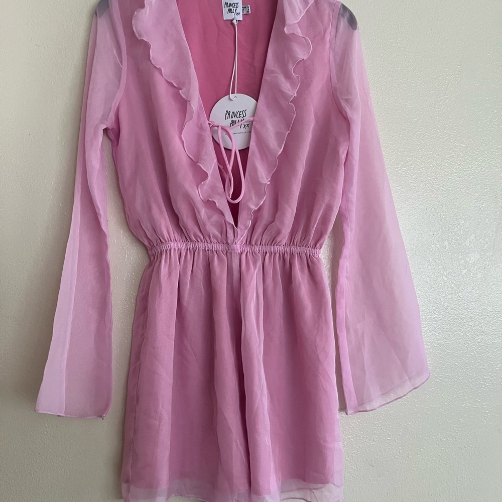 Princess Polly Pink Sheer Ruffle Romper